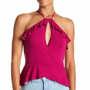 Flounce front keyhole tank top